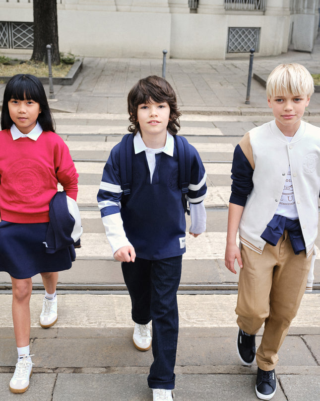 kids atelier boss Ivory Varsity-Style Cardigan Jacket