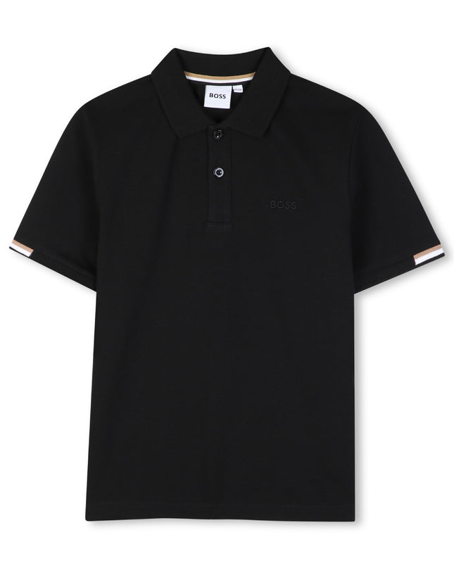 kids atelier boss Black Piqué Polo Shirt