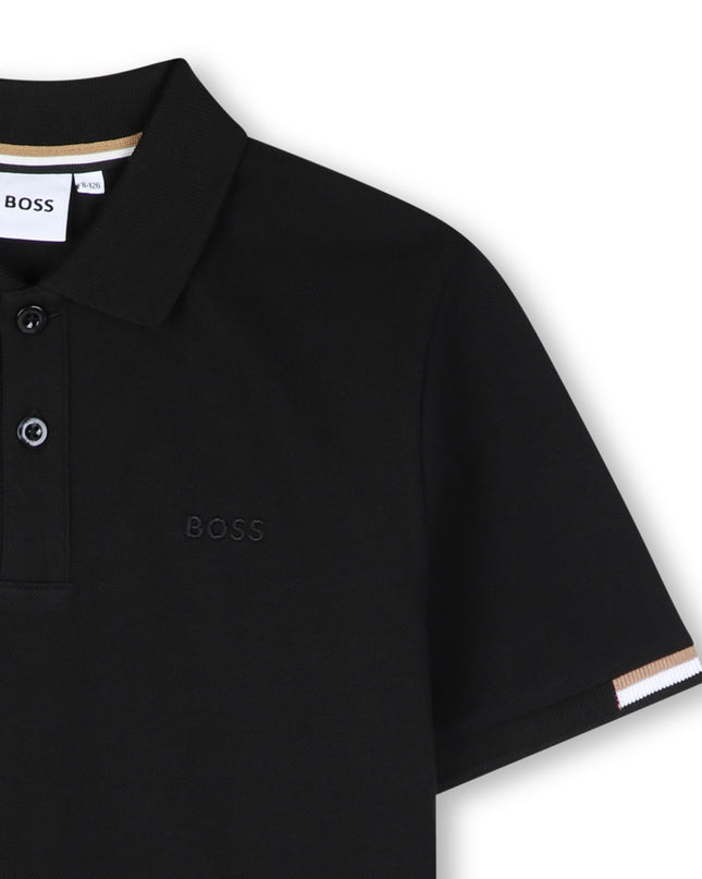 kids atelier boss Black Piqué Polo Shirt