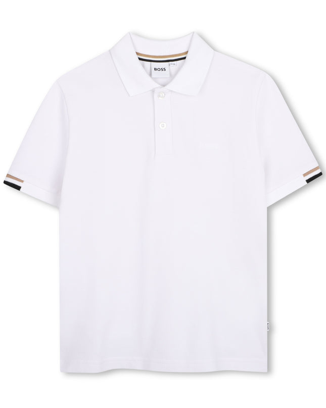 kids atelier boss White Piqué Polo Shirt