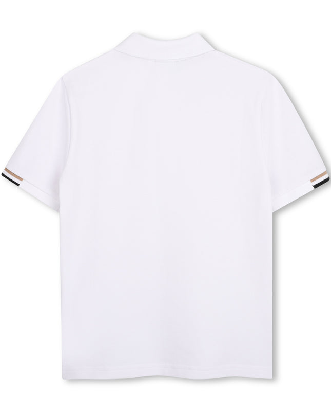 kids atelier boss White Piqué Polo Shirt