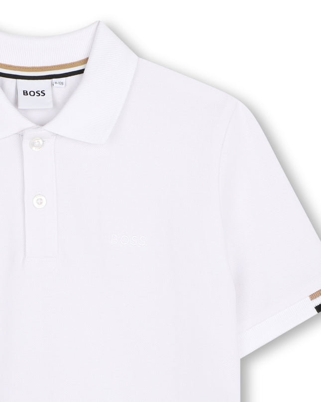 kids atelier boss White Piqué Polo Shirt