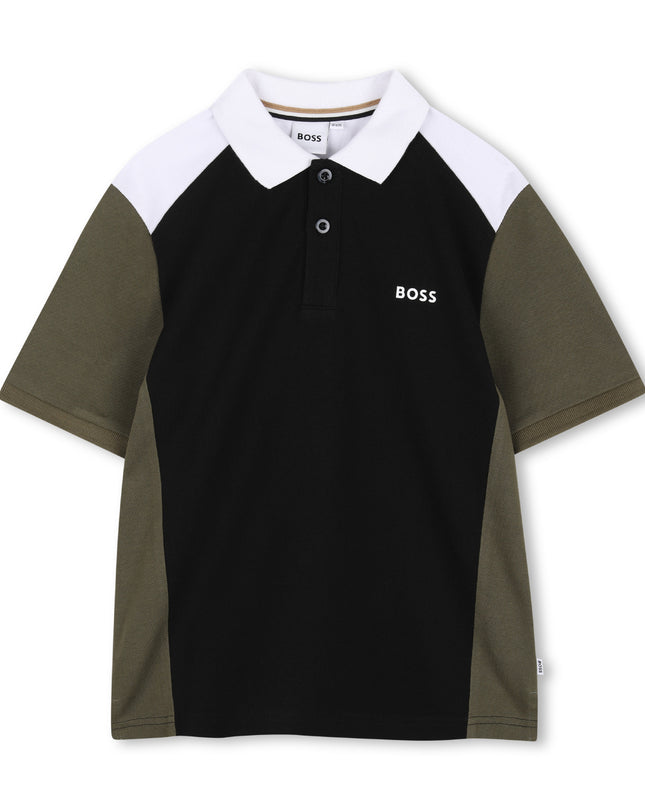 kids atelier boss Black Colorblock Polo Shirt