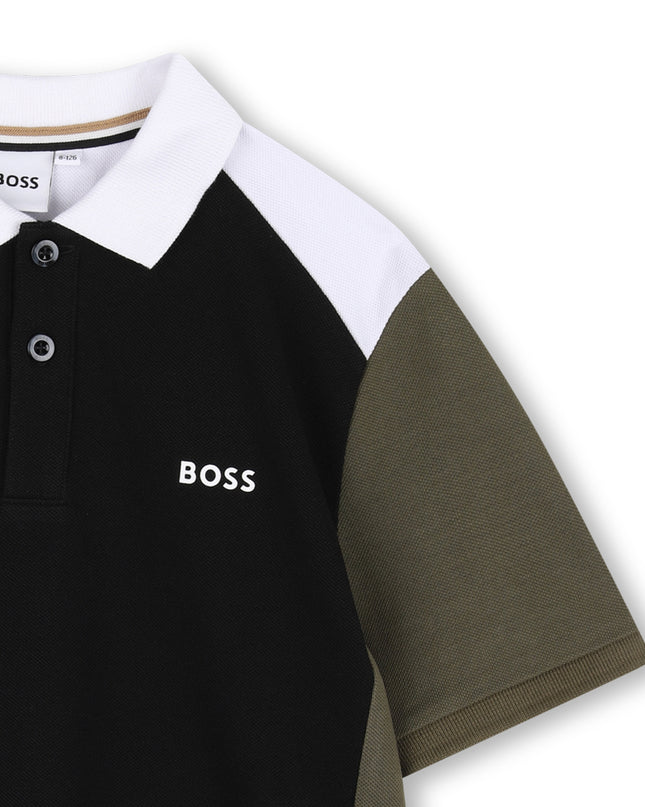 kids atelier boss Black Colorblock Polo Shirt