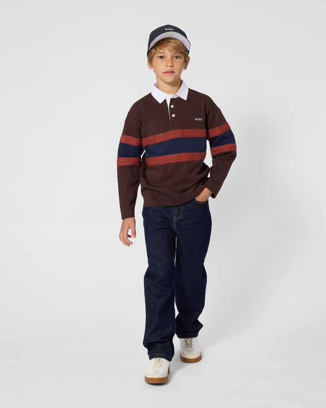 kids atelier boss Brown Oversized Polo Shirt