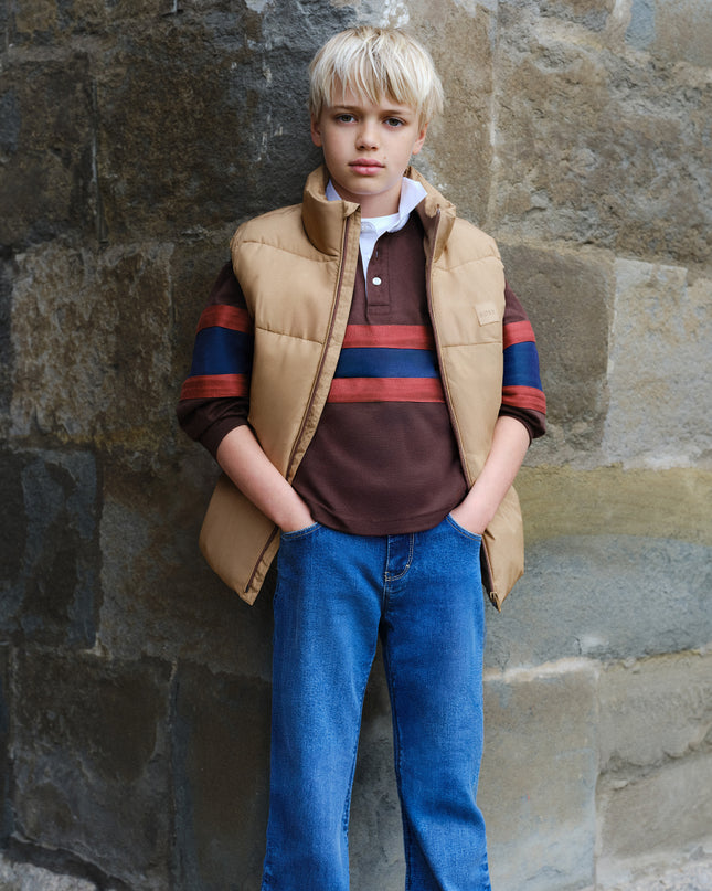 kids atelier boss Brown Oversized Polo Shirt