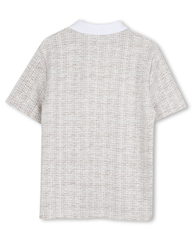 kids atelier boss Ivory Micro-Check Polo Shirt