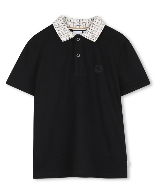 kids atelier boss Black Slim-Fit Polo Shirt