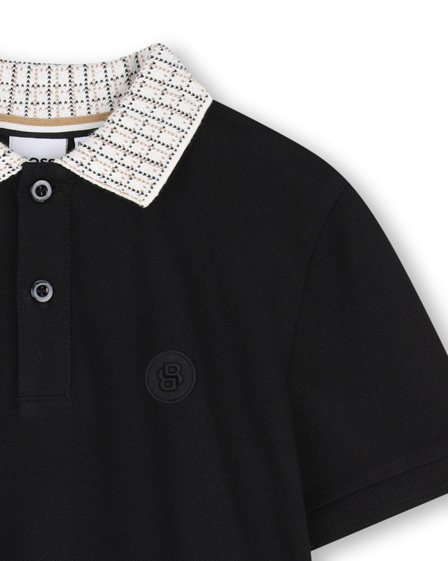 kids atelier boss Black Slim-Fit Polo Shirt