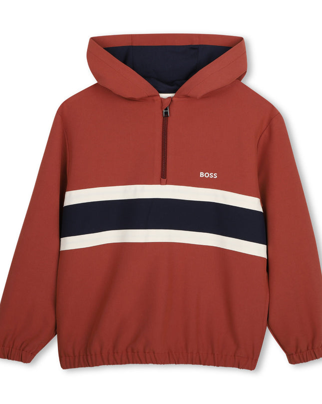 kids atelier boss Crimson Rust Half-Zip Hoodie
