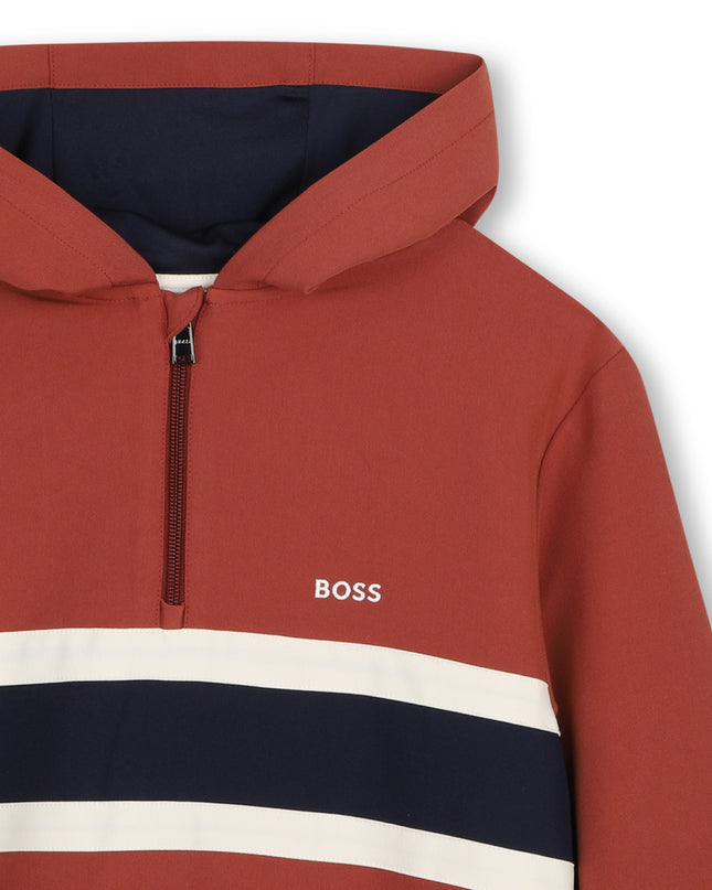 kids atelier boss Crimson Rust Half-Zip Hoodie