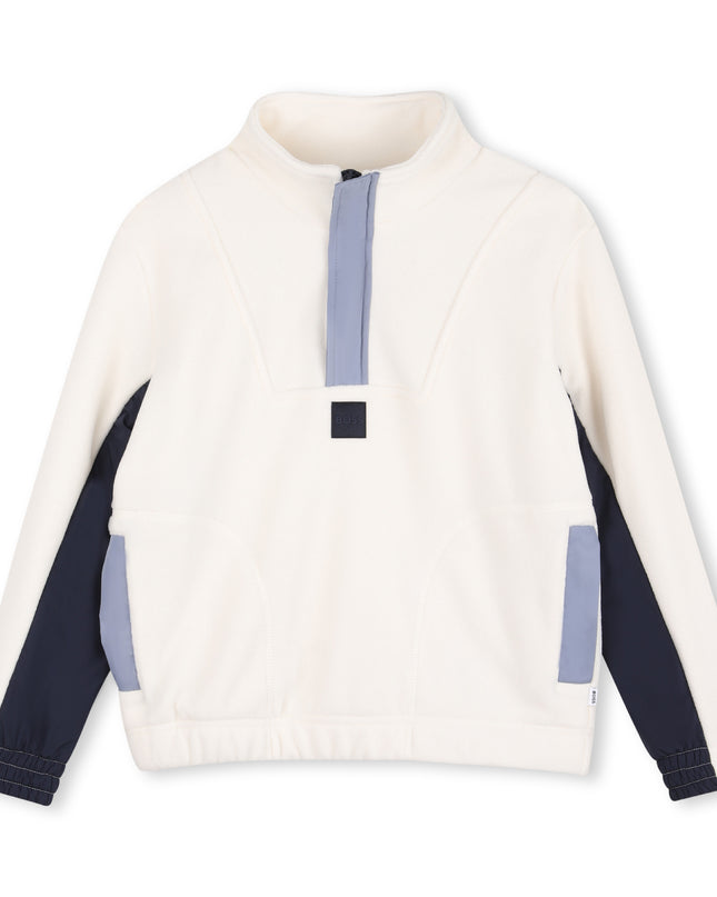 kids atelier boss Ivory High-Neck Sweatshirt