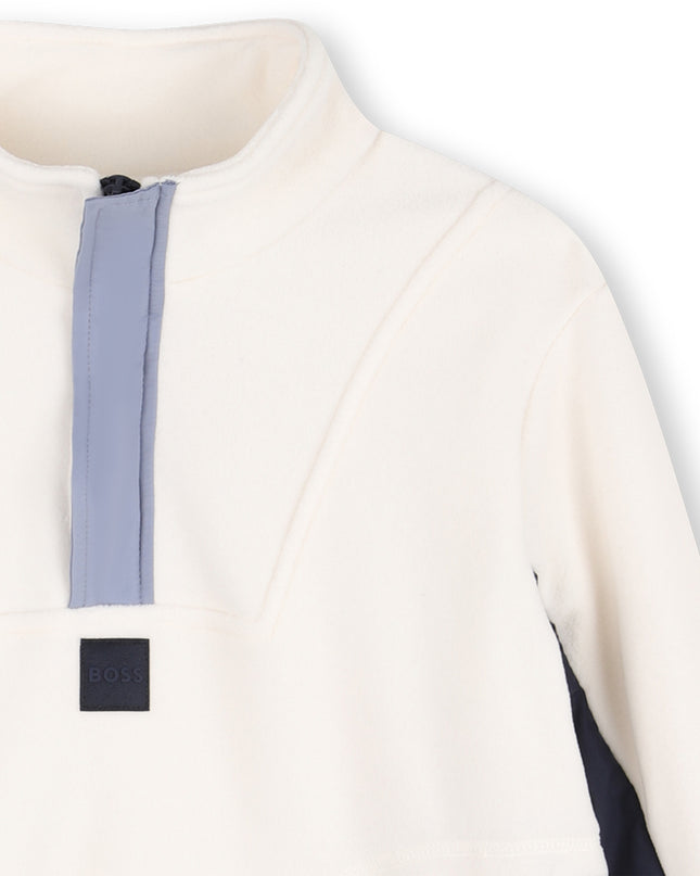 kids atelier boss Ivory High-Neck Sweatshirt