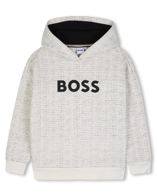 kids atelier boss Ivory Light Textured Hoodie