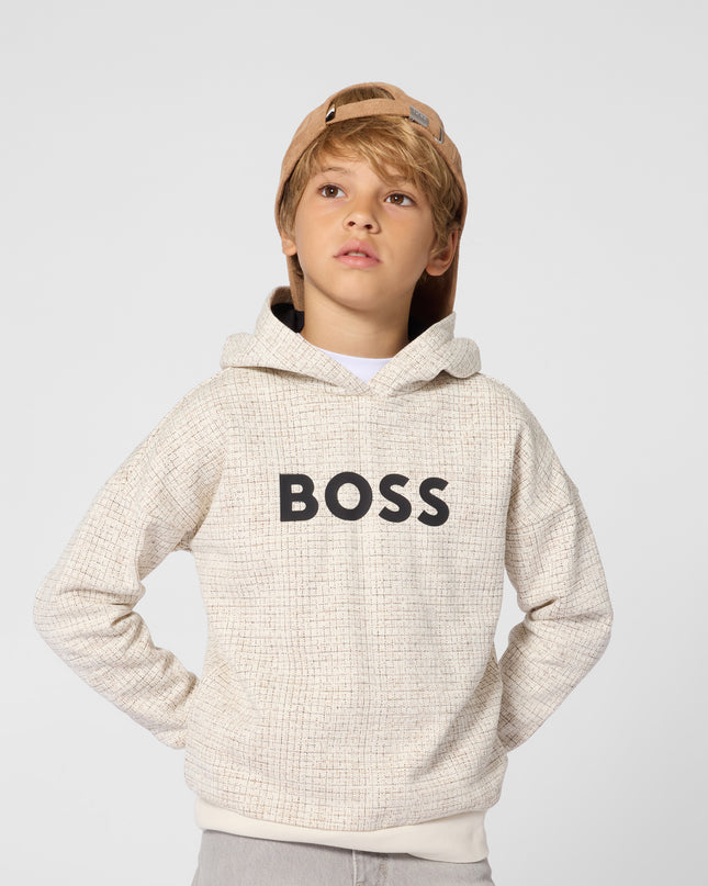 kids atelier boss Ivory Light Textured Hoodie