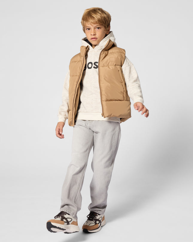 kids atelier boss Ivory Light Textured Hoodie