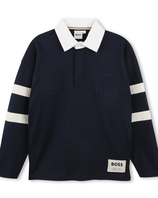 kids atelier boss Navy Oversized Polo Shirt