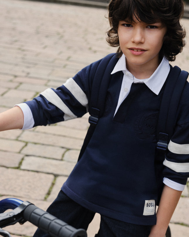 kids atelier boss Navy Oversized Polo Shirt