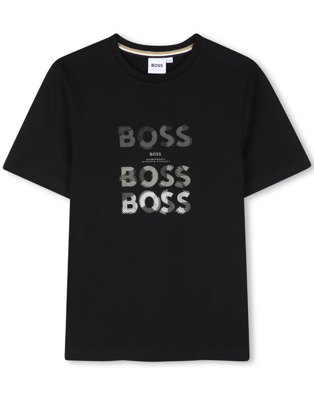 kids atelier boss Black Multi-Logo T-Shirt