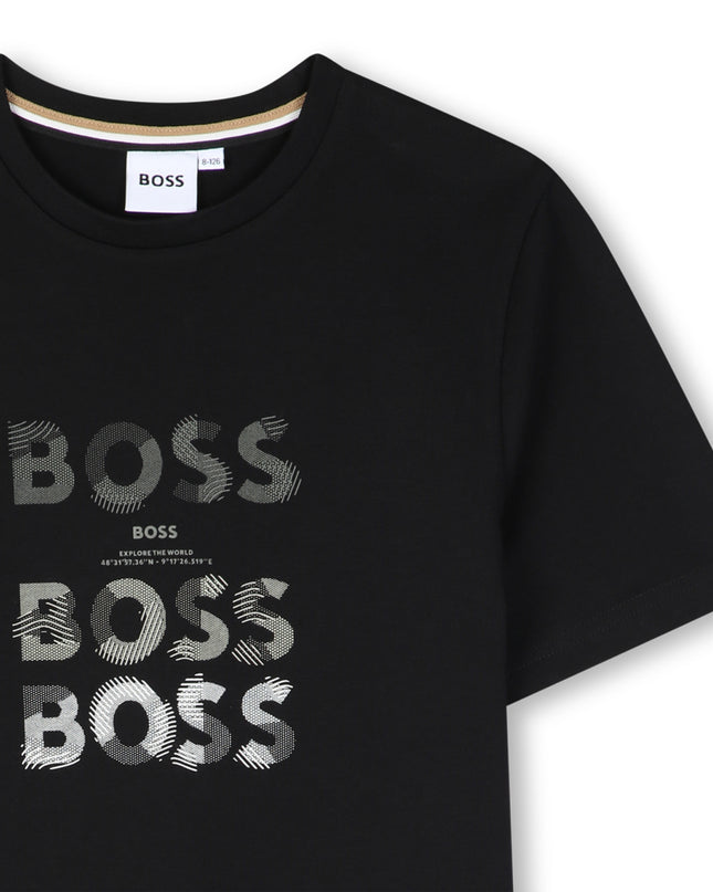 kids atelier boss Black Multi-Logo T-Shirt