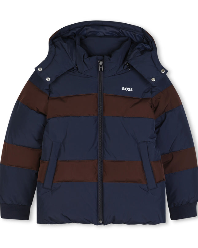 kids atelier boss Navy Color-Block Puffer Jacket