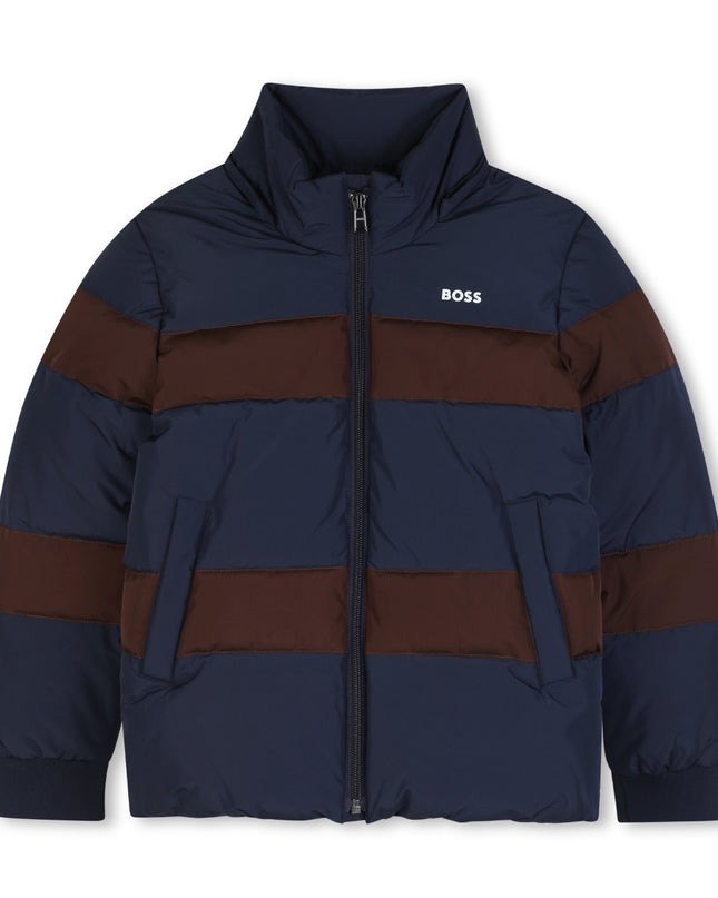 kids atelier boss Navy Color-Block Puffer Jacket