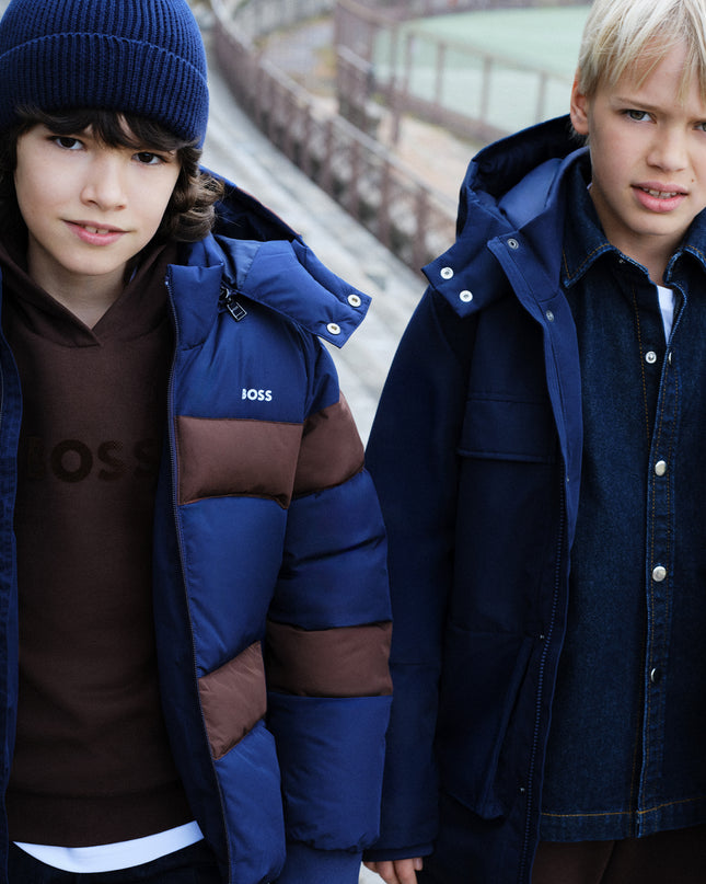 kids atelier boss Navy Color-Block Puffer Jacket