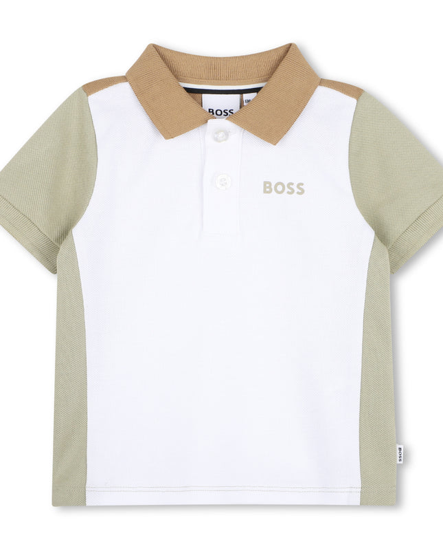 kids atelier boss White Colorblock Polo Shirt