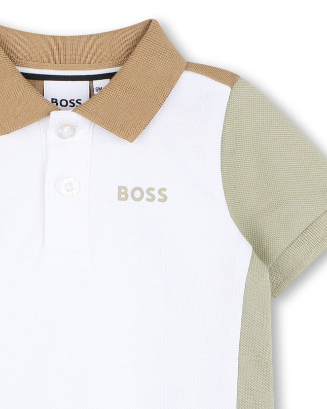 kids atelier boss White Colorblock Polo Shirt