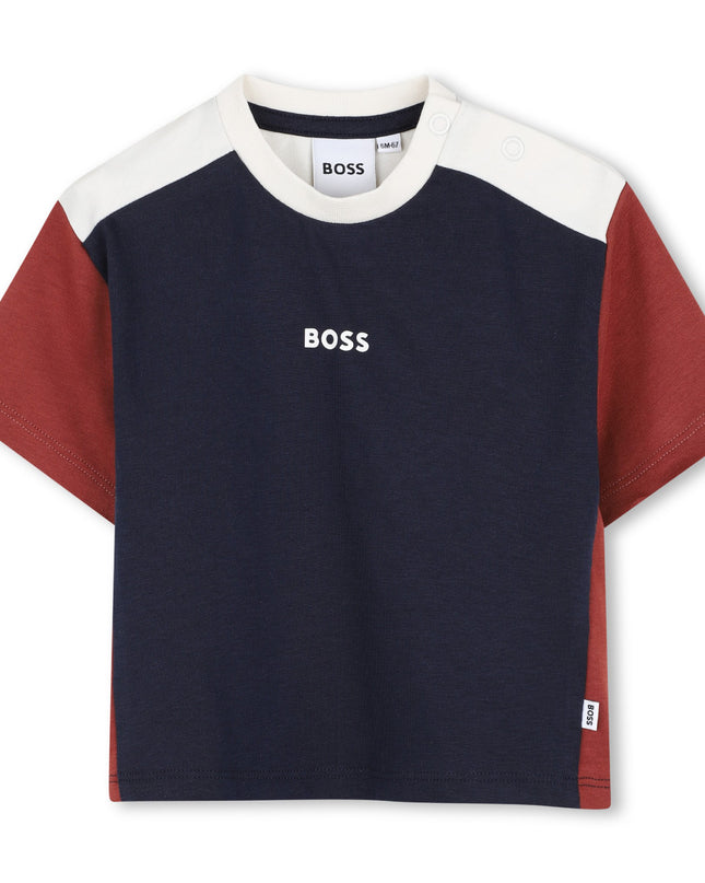 kids atelier boss Navy Colorblock Logo T-Shirt