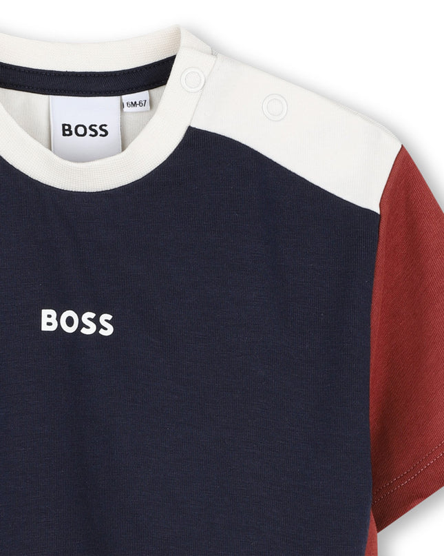 kids atelier boss Navy Colorblock Logo T-Shirt