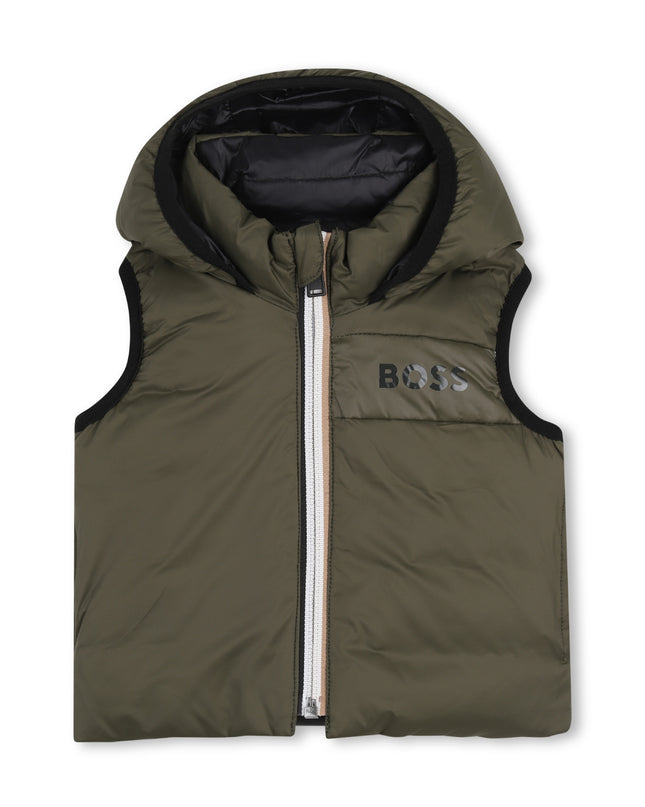 kids atelier boss Olive Night Reversible Hooded Vest