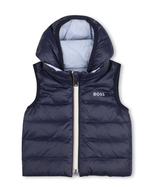 kids atelier boss Pale Blue Reversible Hooded Vest