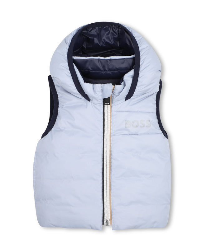 kids atelier boss Pale Blue Reversible Hooded Vest