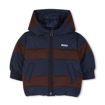 kids atelier boss Navy Striped Padded Hooded Jacket