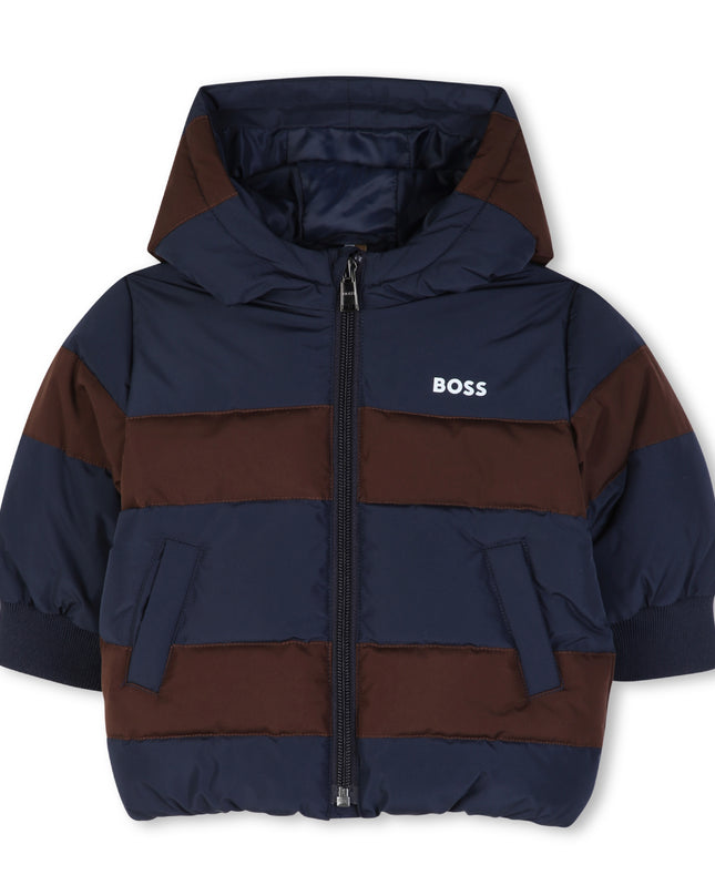 kids atelier boss Navy Striped Padded Hooded Jacket