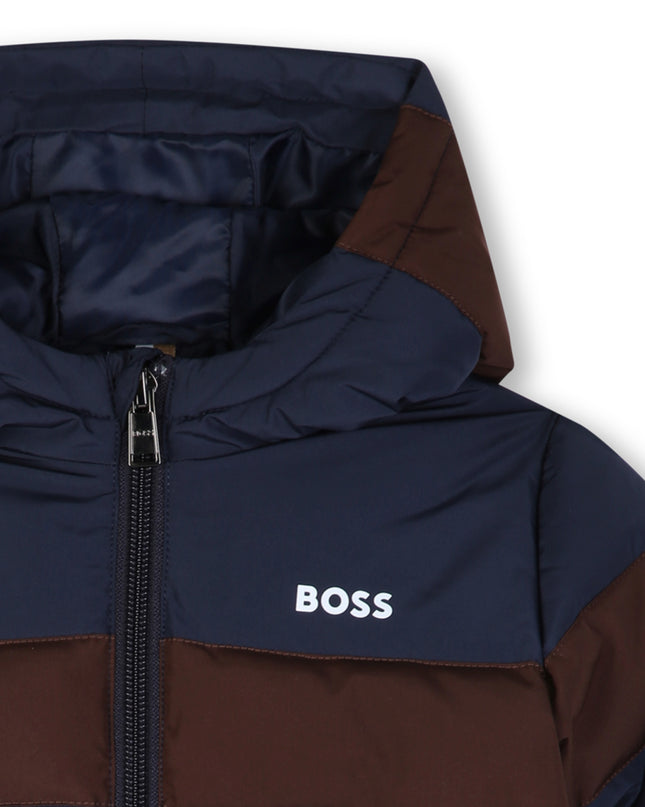 kids atelier boss Navy Striped Padded Hooded Jacket