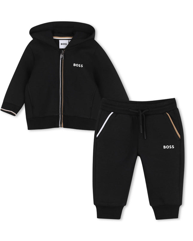 kids atelier boss Black Zip-Up Tracksuit Set