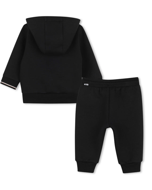 kids atelier boss Black Zip-Up Tracksuit Set
