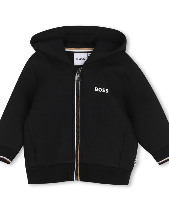 kids atelier boss Black Zip-Up Tracksuit Set