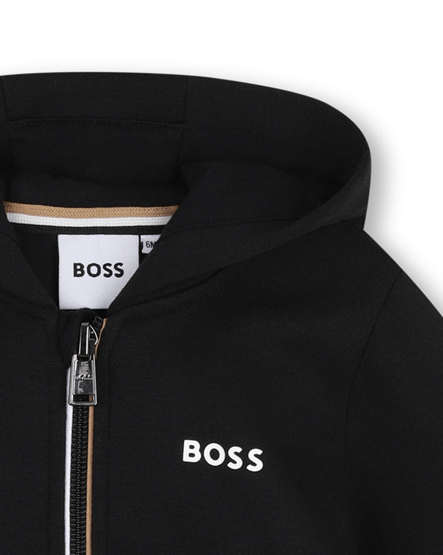 kids atelier boss Black Zip-Up Tracksuit Set