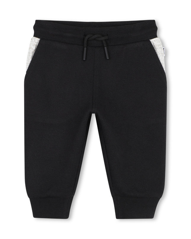 kids atelier boss Black Textured Hooded Tracksuit Set