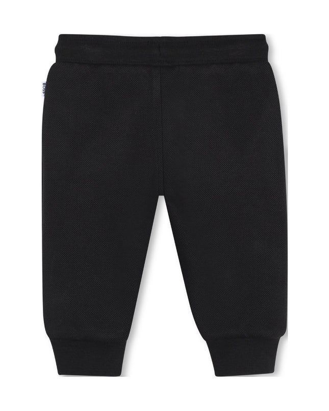 kids atelier boss Black Textured Hooded Tracksuit Set