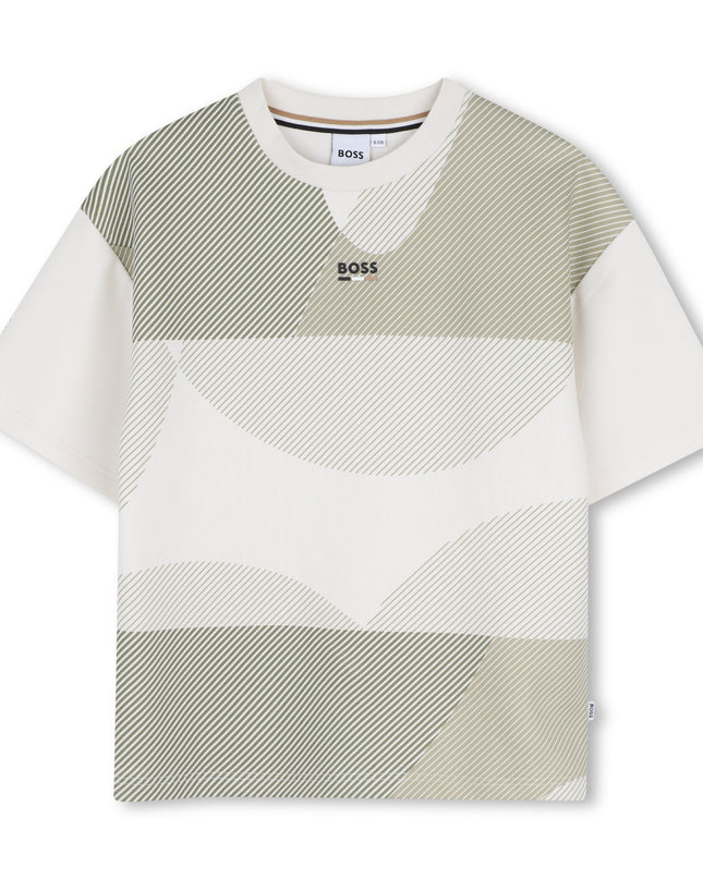 kids atelier boss Ivory Geometric Pattern T-Shirt