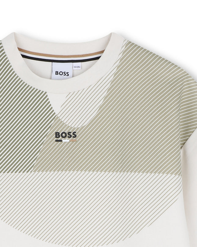 kids atelier boss Ivory Geometric Pattern T-Shirt