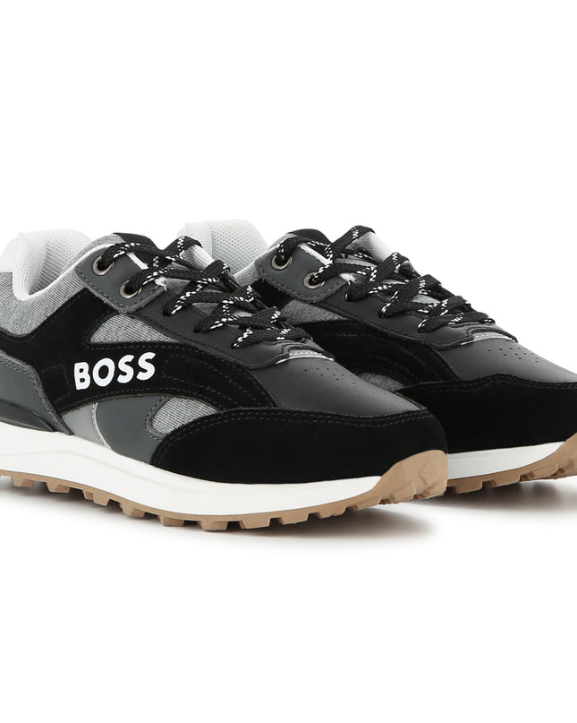 kids atelier boss Black Branded Athletic Sneakers