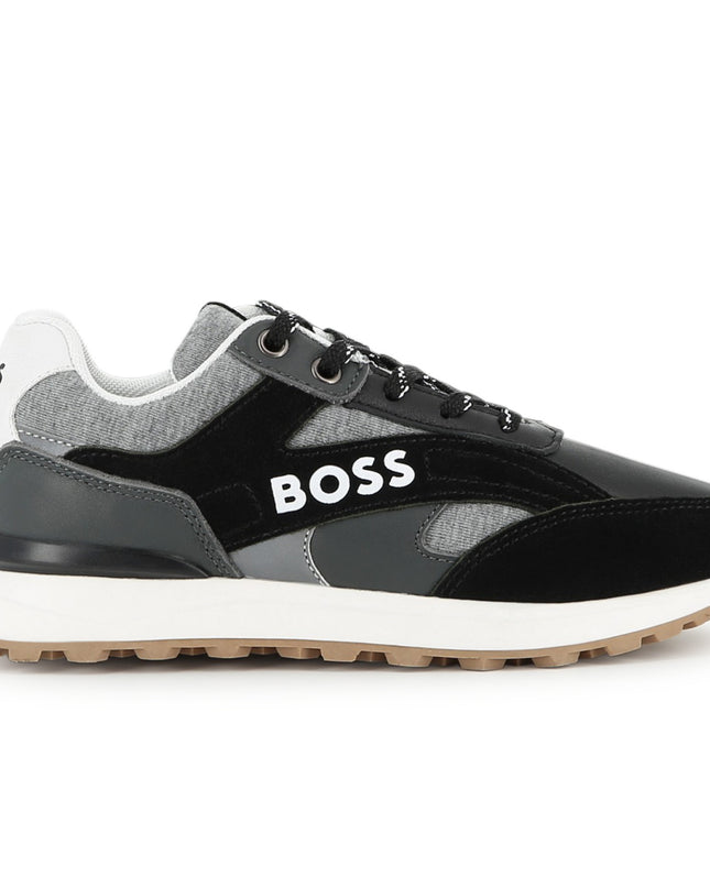 kids atelier boss Black Branded Athletic Sneakers