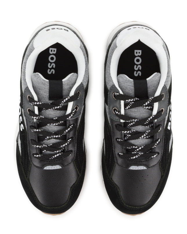 kids atelier boss Black Branded Athletic Sneakers