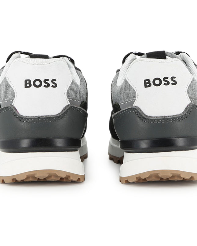 kids atelier boss Black Branded Athletic Sneakers
