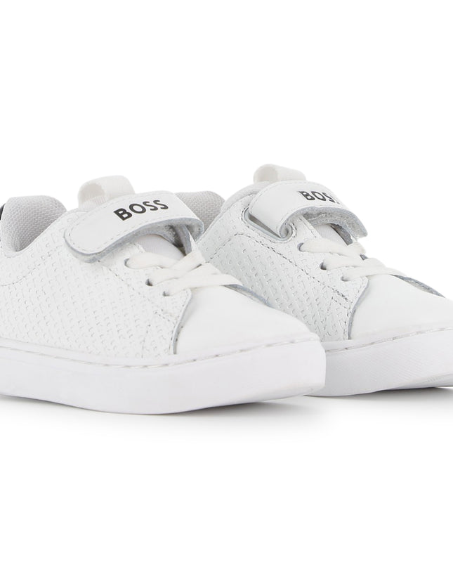 kids atelier boss White Velcro Strap Sneaker